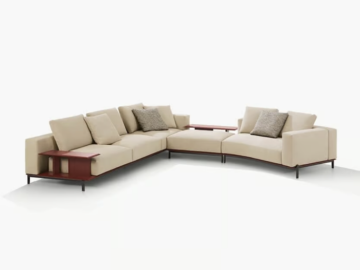 BRERA - Curved fabric sofa with removable cover _ Poliform