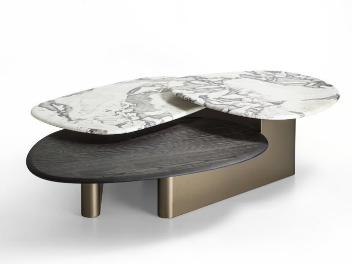 CALLISTO MIX WOOD - Marble and wood coffee table _ Porada