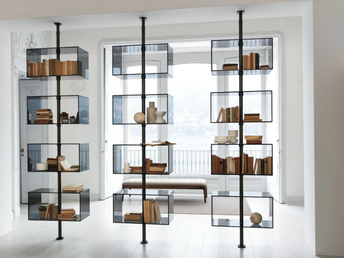 DOMINO - Double-sided crystal bookcase _ Porada