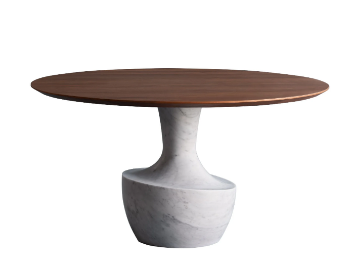 ANFORA 879/T - Round marble dining table with walnut top _ Potocco