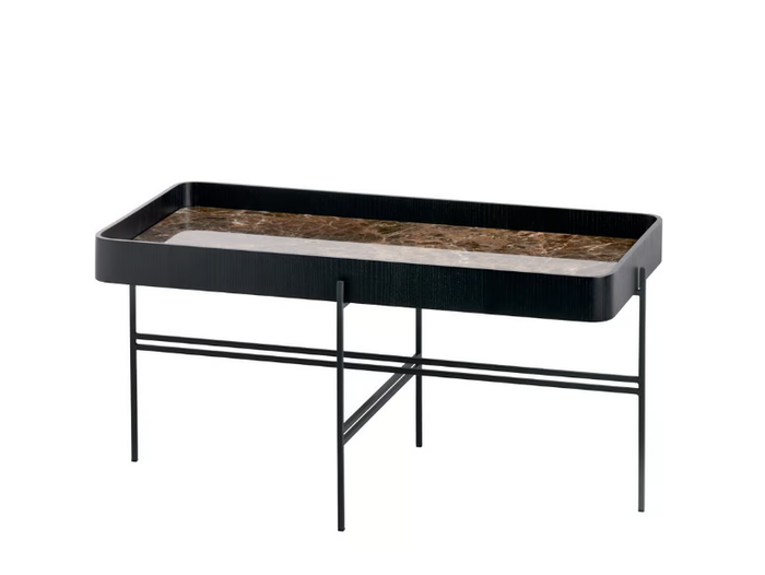 TRAY 872/TR - Rectangular metal coffee table with tray and marble top _ Potocco