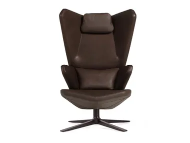 TRIFIDAE - Wing leather armchair with 4-spoke base _ Prostoria