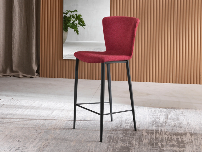 GIO' - High upholstered fabric stool with back _ RIFLESSI