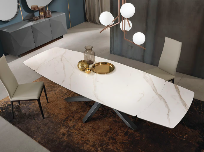 SHANGAI - Fixed and extending table with ceramic top _ RIFLESSI