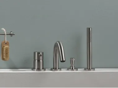 DIAMETRO35 INOX - Single handle stainless steel bathtub tap with hand shower _ RITMONIO