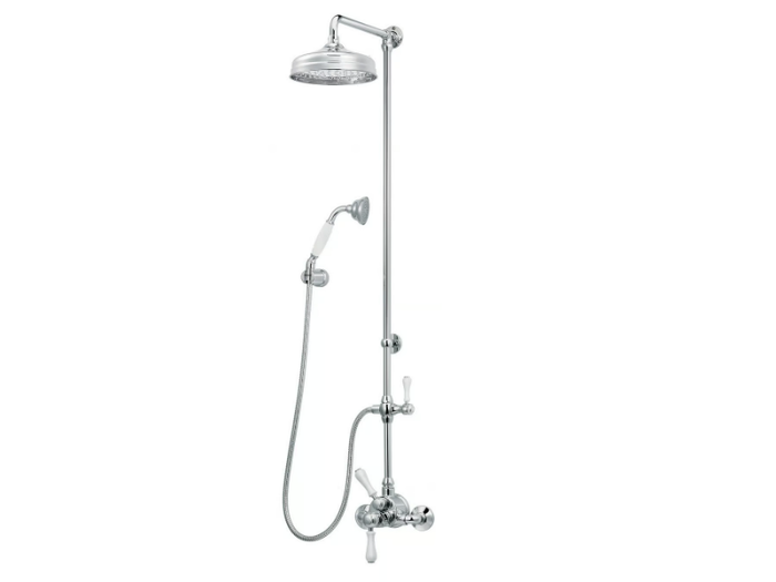 FLAMANT BUTLER - Wall-mounted brass shower panel with overhead shower _ RVB