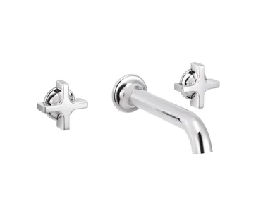 TIMES - 3 hole wall-mounted chromed brass washbasin tap _ RVB