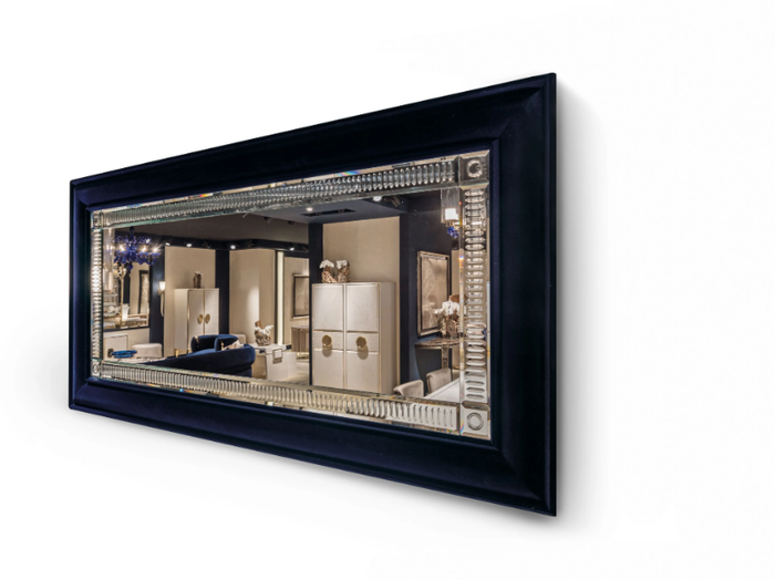 FLOCK - Framed rectangular velvet mirror _ Radice