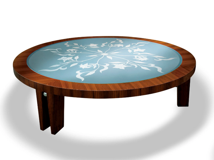 FLORAL - Round wood and glass coffee table _ Radice