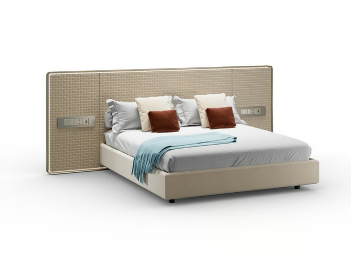 OH XL - Leather double bed with high headboard _ Reflex