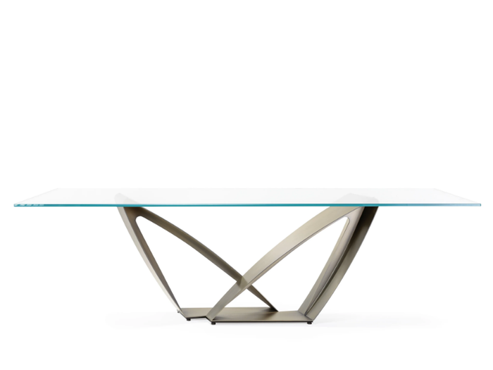 APEIRON 72 - Metal base table with glass top _ Reflex