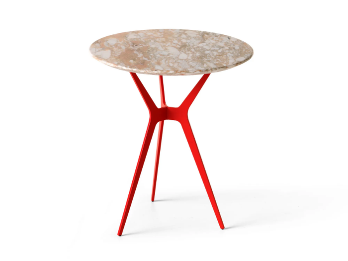 TRIMUNDO - Round marble high side table _ SITIA