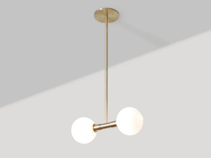 STEM 2X - LED blown glass and brass pendant lamp _ SkLO