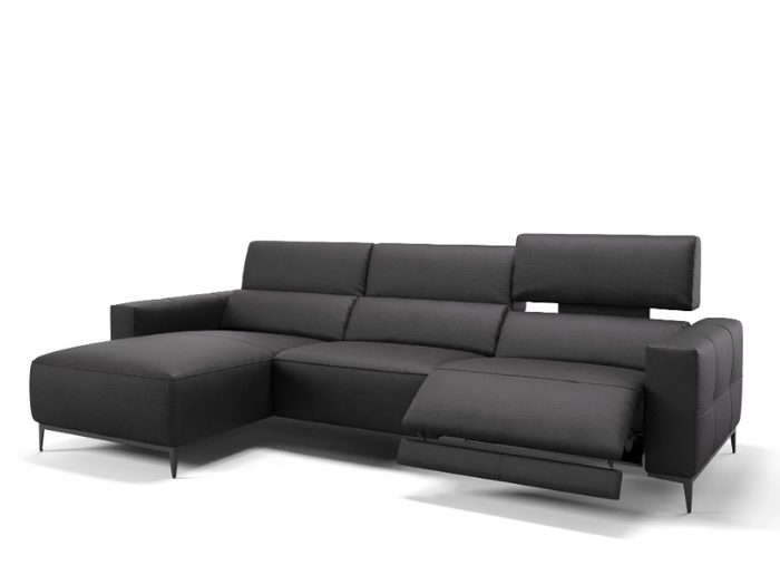 TOLEDO - Leather sofa with chaise longue _ Sofanella