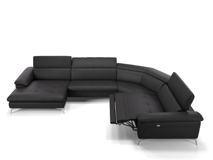 STELLA - Leather sofa with chaise longue _ Sofanella