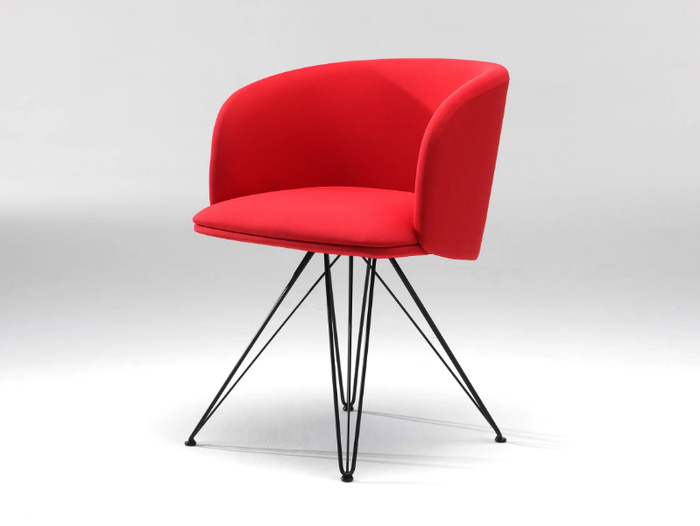 .ROSSINI - Upholstered chair with 4-leg metal wire base _ Spiegels