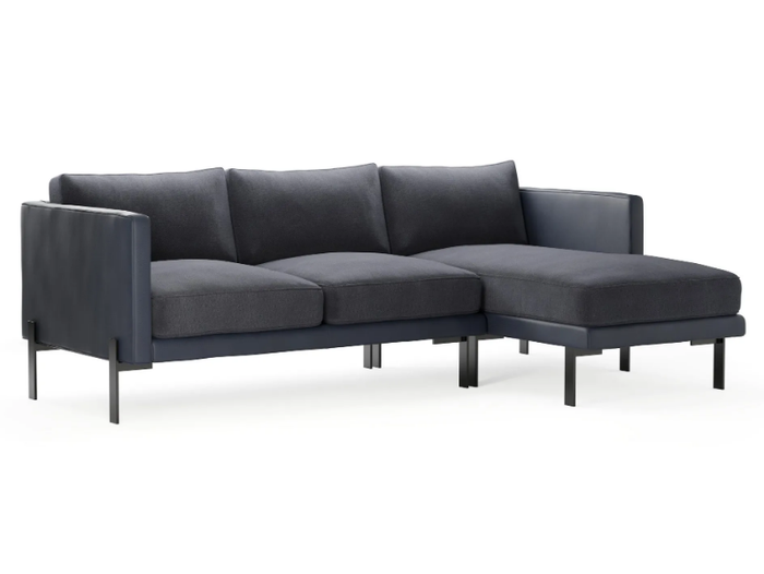 TRUSS - Leather and fabric sofa with chaise longue _ TRNK