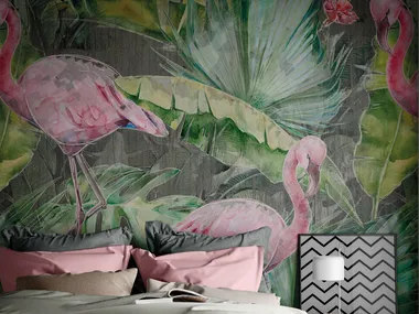 FLAMINGO - Digital printing wallpaper with floral pattern _ Tecnografica