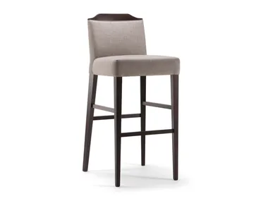 BOSTON - Upholstered solid wood stool with footrest with back _ Tirolo