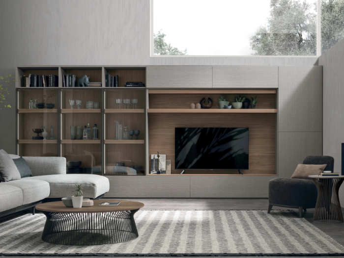 ATLANTE UNIT AT213 - Freestanding wooden TV wall system _ Tomasella