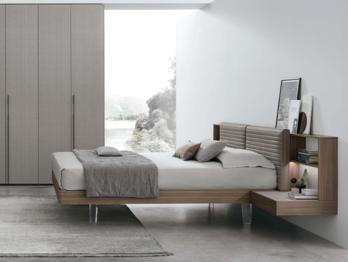 YUKI - Fabric double bed with upholstered headboard _ Tomasella