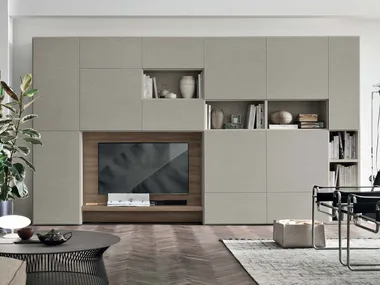 ATLANTE UNIT AT214 - Freestanding wooden TV wall system _ Tomasella