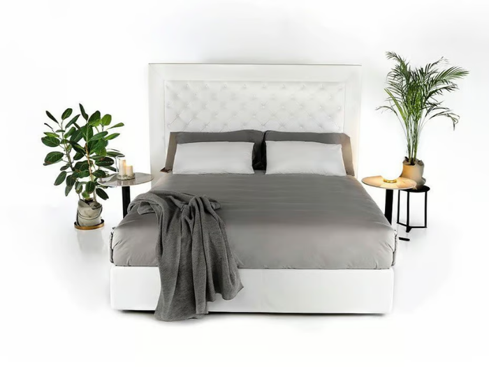 JAMES - Leather double bed with tufted headboard _ Tremolada