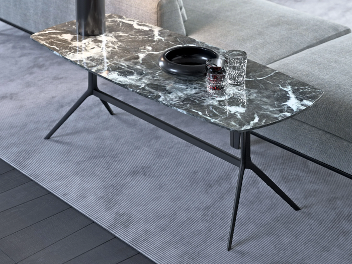 TRIANGLE - Rectangular handmade marble coffee table _ Tremolada