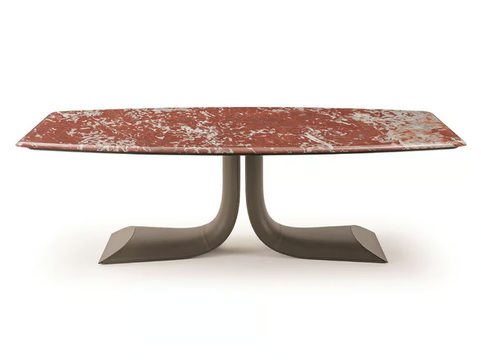 SOUL - Rectangular marble and leather table _ Turri