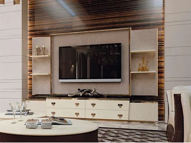 VOGUE - Leather TV cabinet with drawers _ Turri