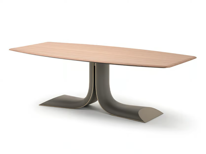 SOUL - Rectangular leather and wooden table _ Turri