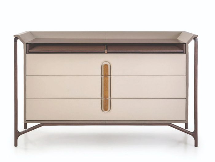 VINE - Leather chest of drawers with integrated handles _ Turri