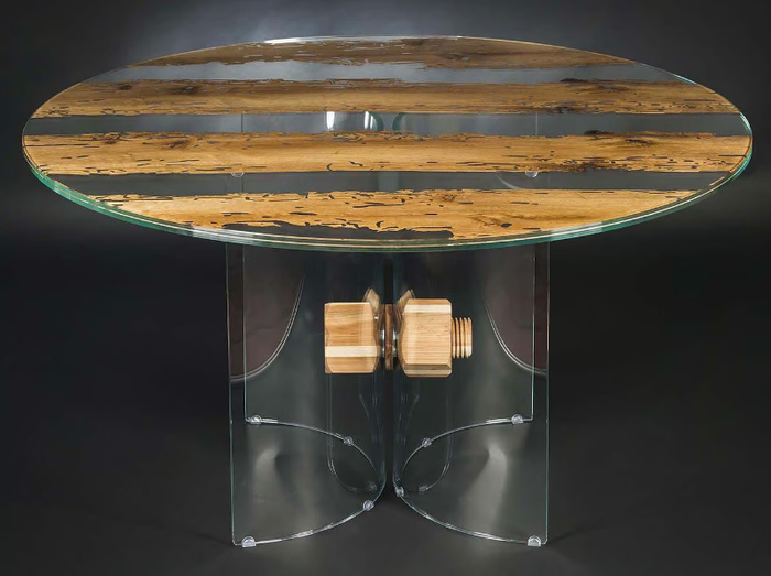 VENEZIA - Round wood and glass table _ VGnewtrend