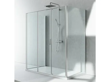 LINEA LG+LM+LG - Custom tempered glass shower cabin with hinged door _ VISMARAVETRO