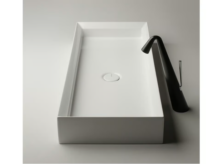 CUT - Countertop rectangular single ceramic washbasin _ Valdama