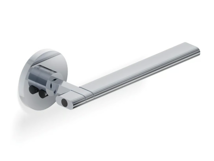 H1065 NAKED DUE - Steel door handle on rose _ Valli