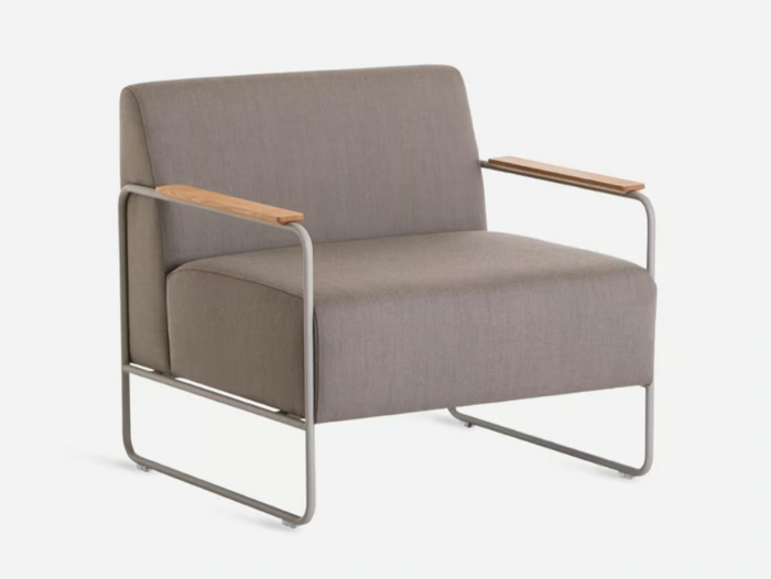 DULA - Sled base fabric armchair with armrests _ Vergés