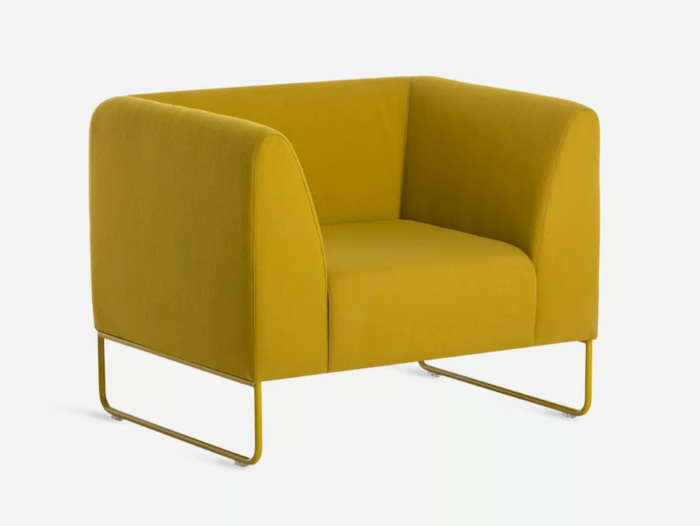 DULA - Sled base fabric armchair with armrests _ Vergés