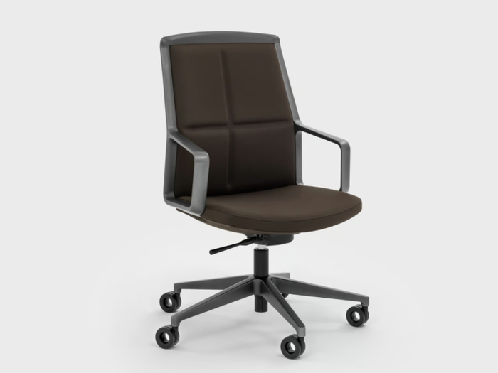 ADELE - Swivel leather office chair with armrests _ Viganò