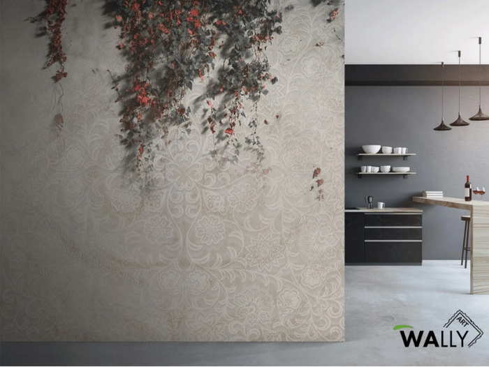 CLIMBER - Fire retardant washable nonwoven wallpaper with floral pattern _ WALLYART