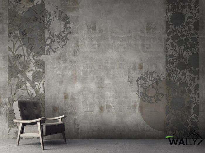 DAFNE - Fire retardant washable nonwoven wallpaper with floral pattern _ WALLYART