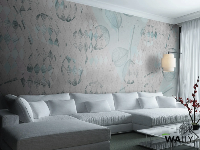 DARYL - Fire retardant washable nonwoven wallpaper with floral pattern _ WALLYART