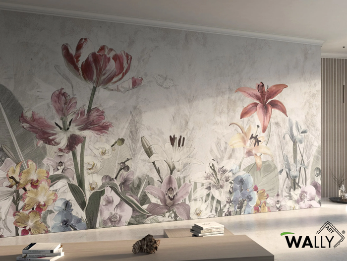 LE JARDIN - Panoramic wallpaper with floral pattern _ WALLYART