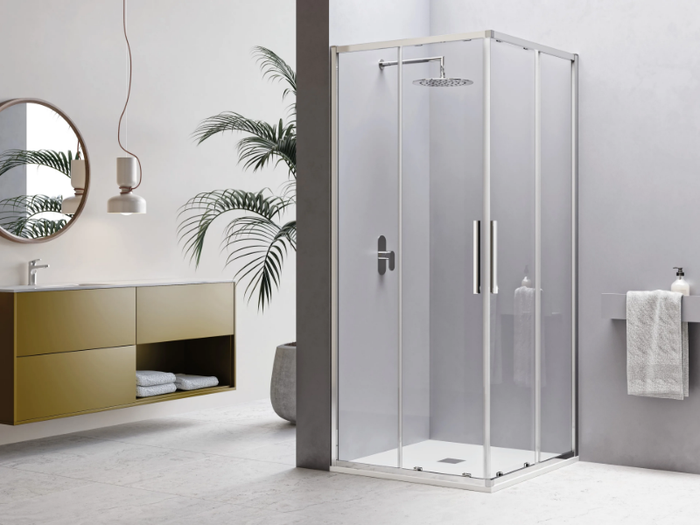 DOMINO - Glass and aluminium shower cabin with sliding door _ WEISS-STERN