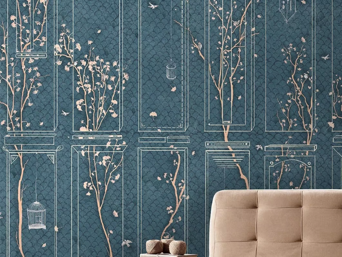 GIOCO DI GINKGO - Oriental wallpaper, PVC free, eco, washable _ WallPepper®/Group