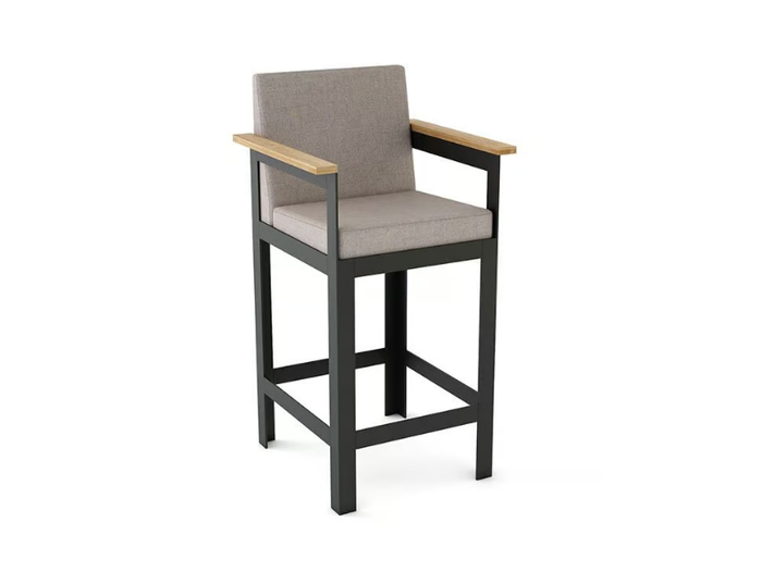 MORE COMFORT - Upholstered fabric barstool with armrests _ Walters