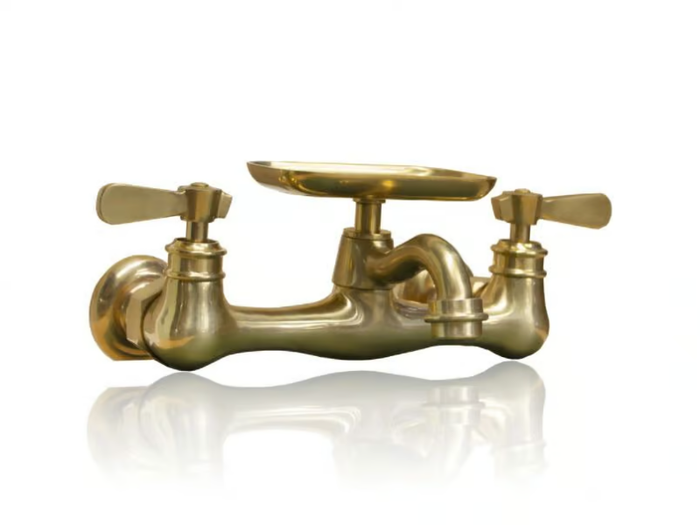 21-WMF-FC-SS - 2 hole wall-mounted brass washbasin mixer _ WatermarkFixtures