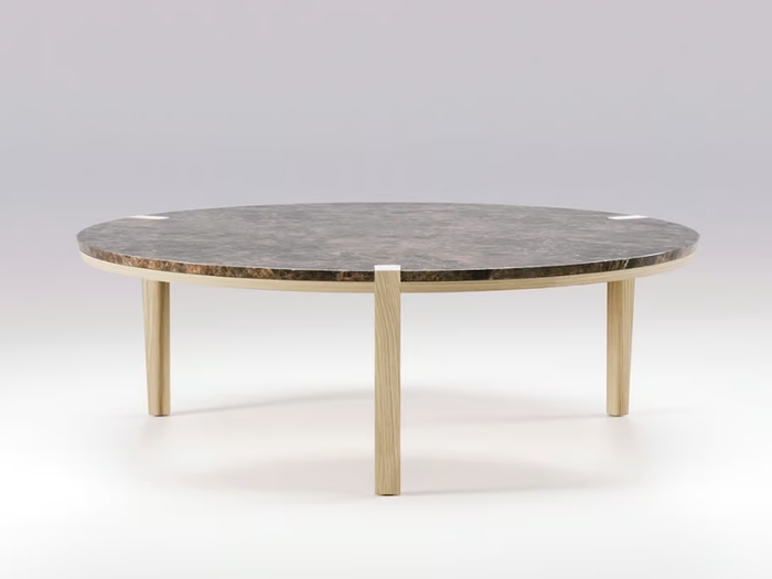 CORNER - Low round marble and solid wood center / side table _ Wewood