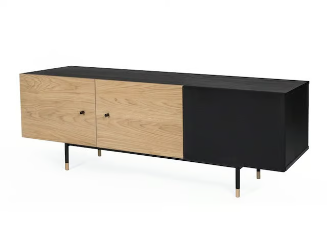 JUGEND - Low wood veneer TV cabinet with cable management _ Woodman