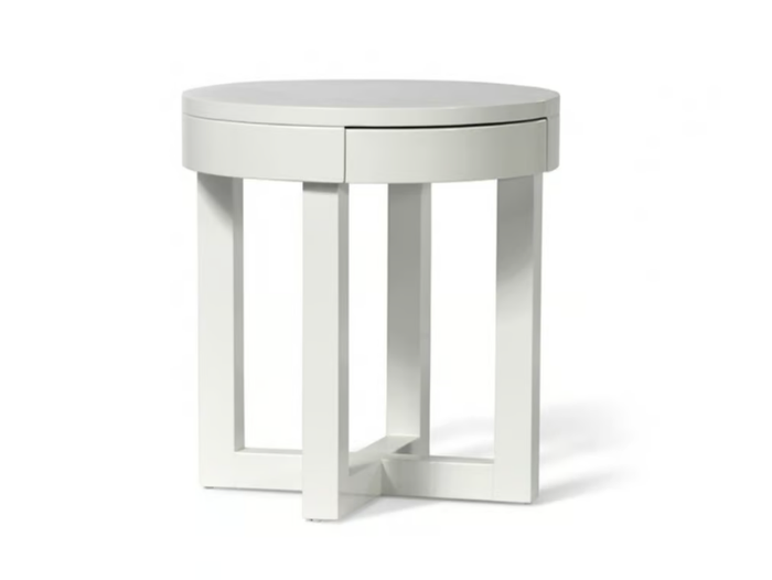 CECILIA - Round wooden bedside table with drawers _ XVL